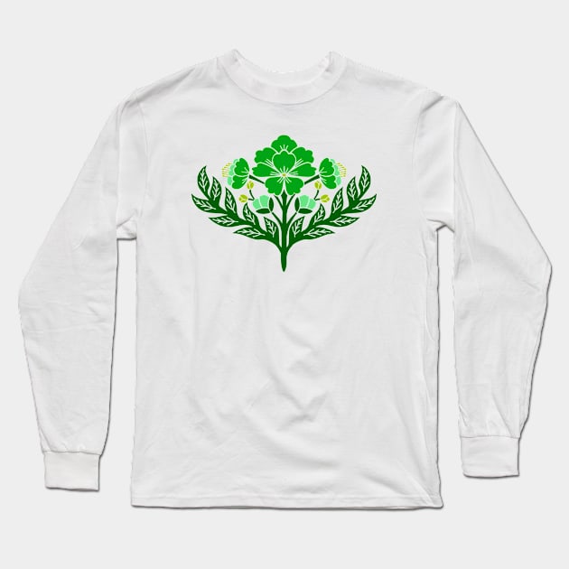 Bold green floral damask Long Sleeve T-Shirt by Jennifer Ladd